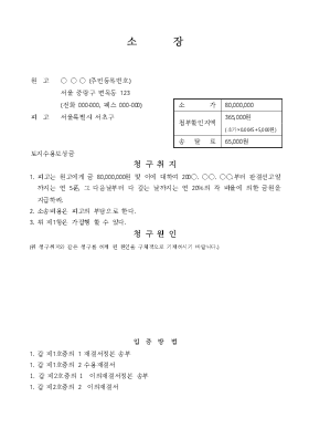 소장(토지수용보상금) 소장(토지수용보상금)